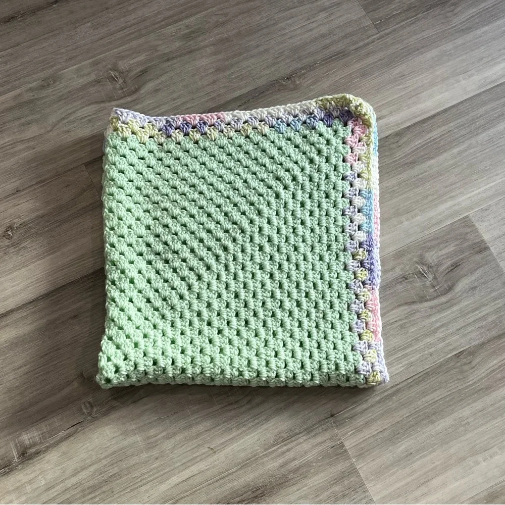 New Handmade Crochet Mint Green Granny Square Blanket
